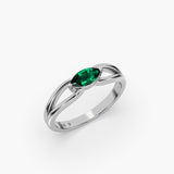 Marquise Shape Emerald Ring in Gold