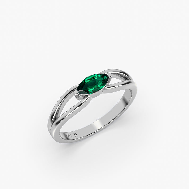 Marquise Shape Emerald Ring in Gold