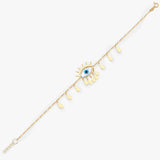 Gold Evil Eye Bracelet with Drops