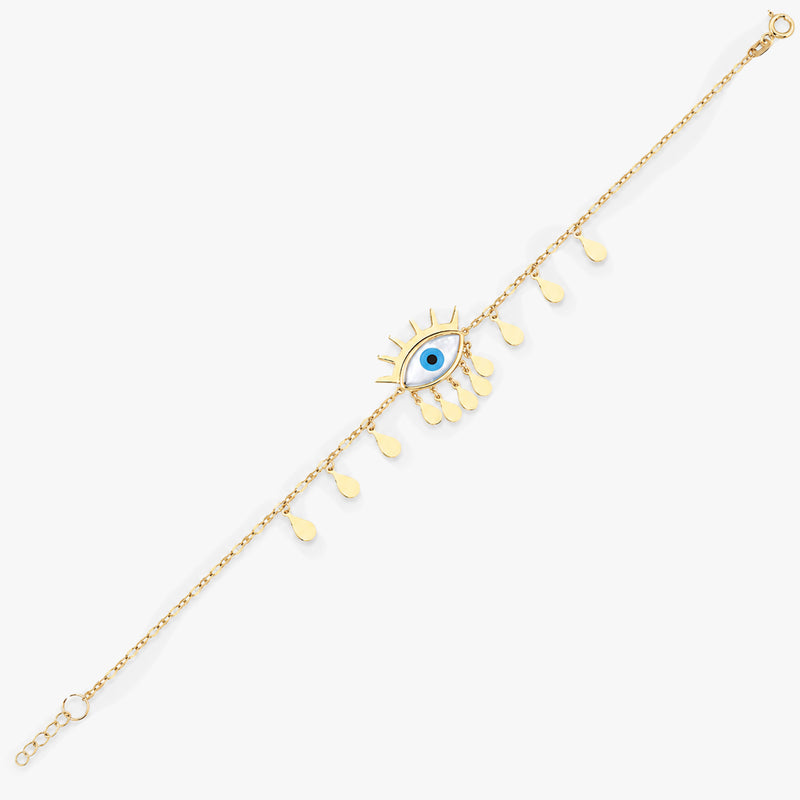 Gold Evil Eye Bracelet with Drops