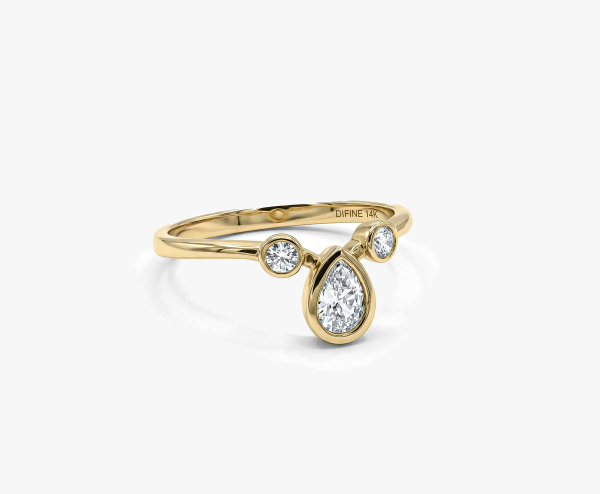 Pear Bezel Diamond Ring in Gold