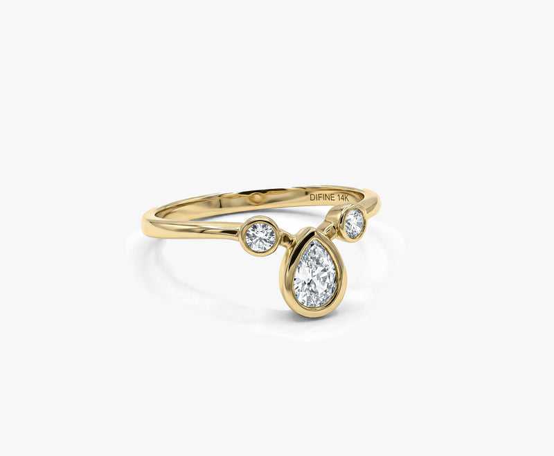Pear Bezel Diamond Ring in Gold
