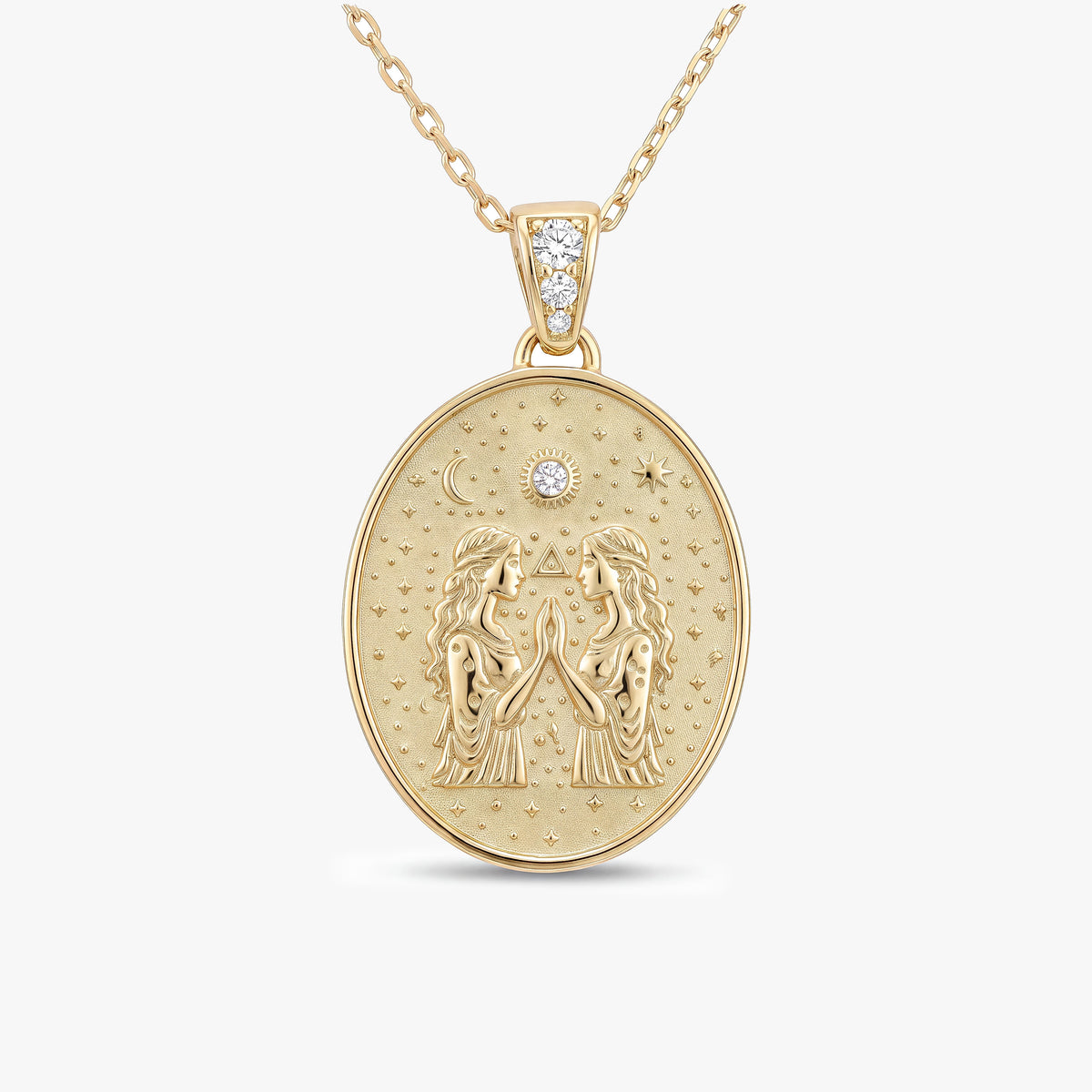 Gemini Zodiac Diamond Gold Necklace