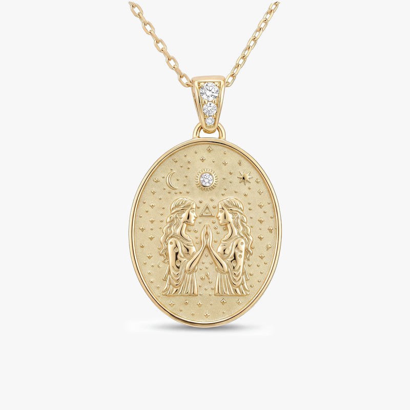 Gemini Zodiac Diamond Gold Necklace