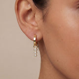 Triple Diamond Drop Hoop Earrings
