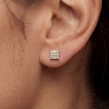 Gold Diamond Cluster Stud Earrings