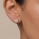 Gold Diamond Cluster Stud Earrings
