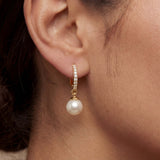 Pearl Drop Hoop Earrings