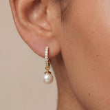 Pearl Drop Hoop Earrings