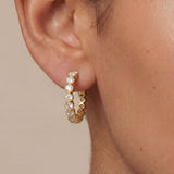 Bezel Diamond Huggie Hoop Earrings