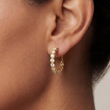 Bezel Diamond Huggie Hoop Earrings