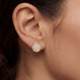 Gold Diamond Dome Stud Earrings