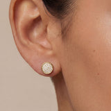 Gold Diamond Dome Stud Earrings
