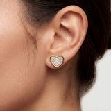 Gold Heart Diamond Stud Earrings