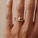 Gold Double Band Diamond Ring
