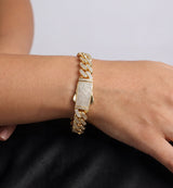 Solid Gold Pavé Miami Cuban Bracelet with Diamond Clasp – 11mm