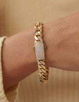 Solid Gold Miami Cuban Bracelet with Diamond Clasp – 11mm
