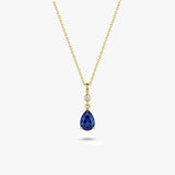 Pear Gemstone Pendant Necklace with White Sapphire Accent in Gold