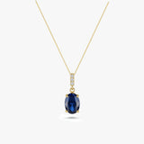 Oval Gemstone Pendant Necklace with White Sapphire Accents in Gold