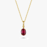 Gold Oval Gemstone Necklace