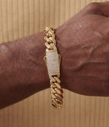Solid Gold Miami Cuban Bracelet with Diamond Clasp – 11mm