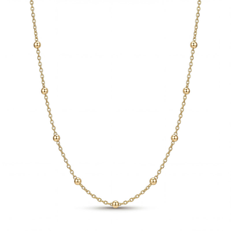 Gold Satellite Bead Chain Necklace