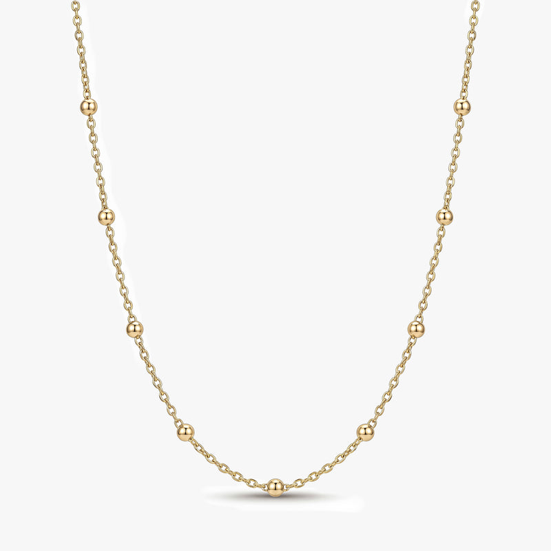 Gold Satellite Bead Chain Necklace