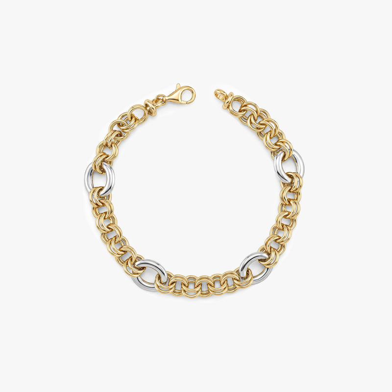 Double Link Bracelet with White Gold Accents