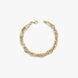Link Bracelet with White Gold & Green Enamel Details