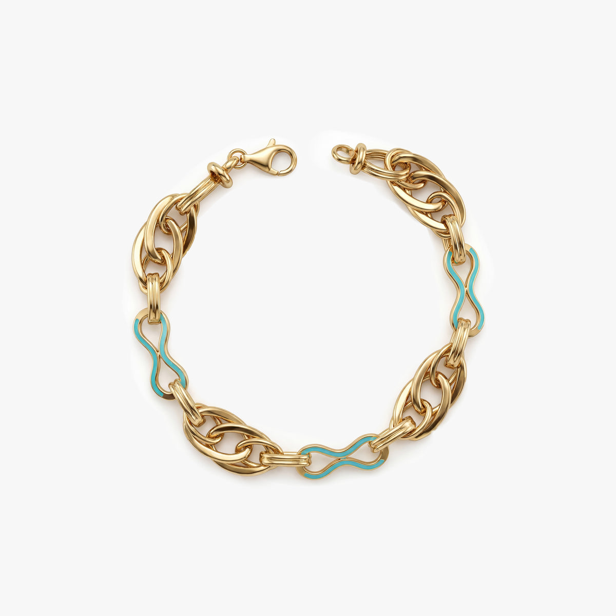 Gold Turquoise Enamel Infinity Bracelet