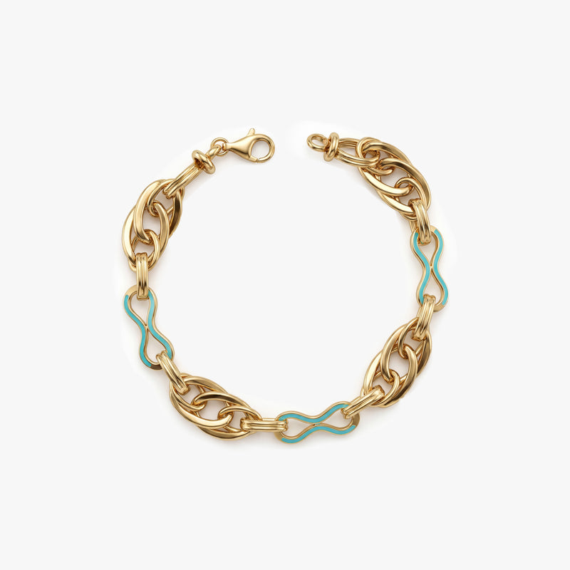 Gold Turquoise Enamel Infinity Bracelet