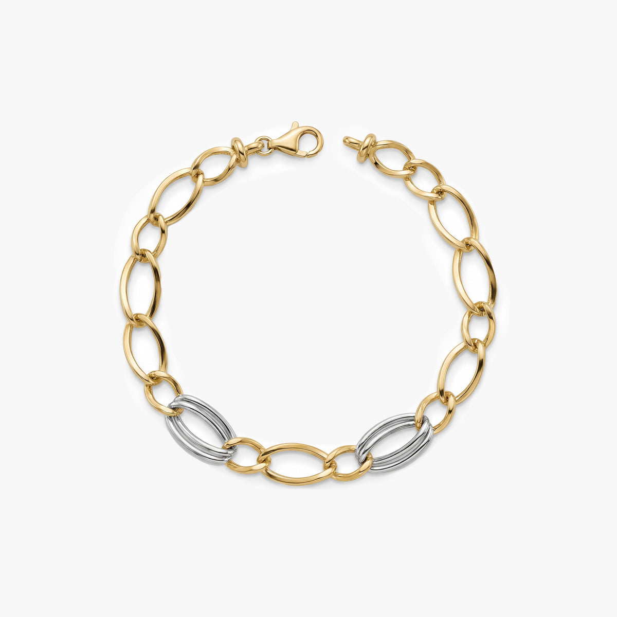Gold Two Tone Link Bracelet