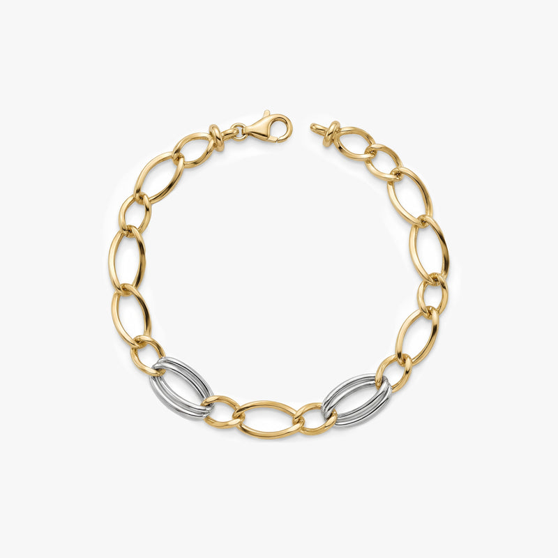 Gold Two Tone Link Bracelet
