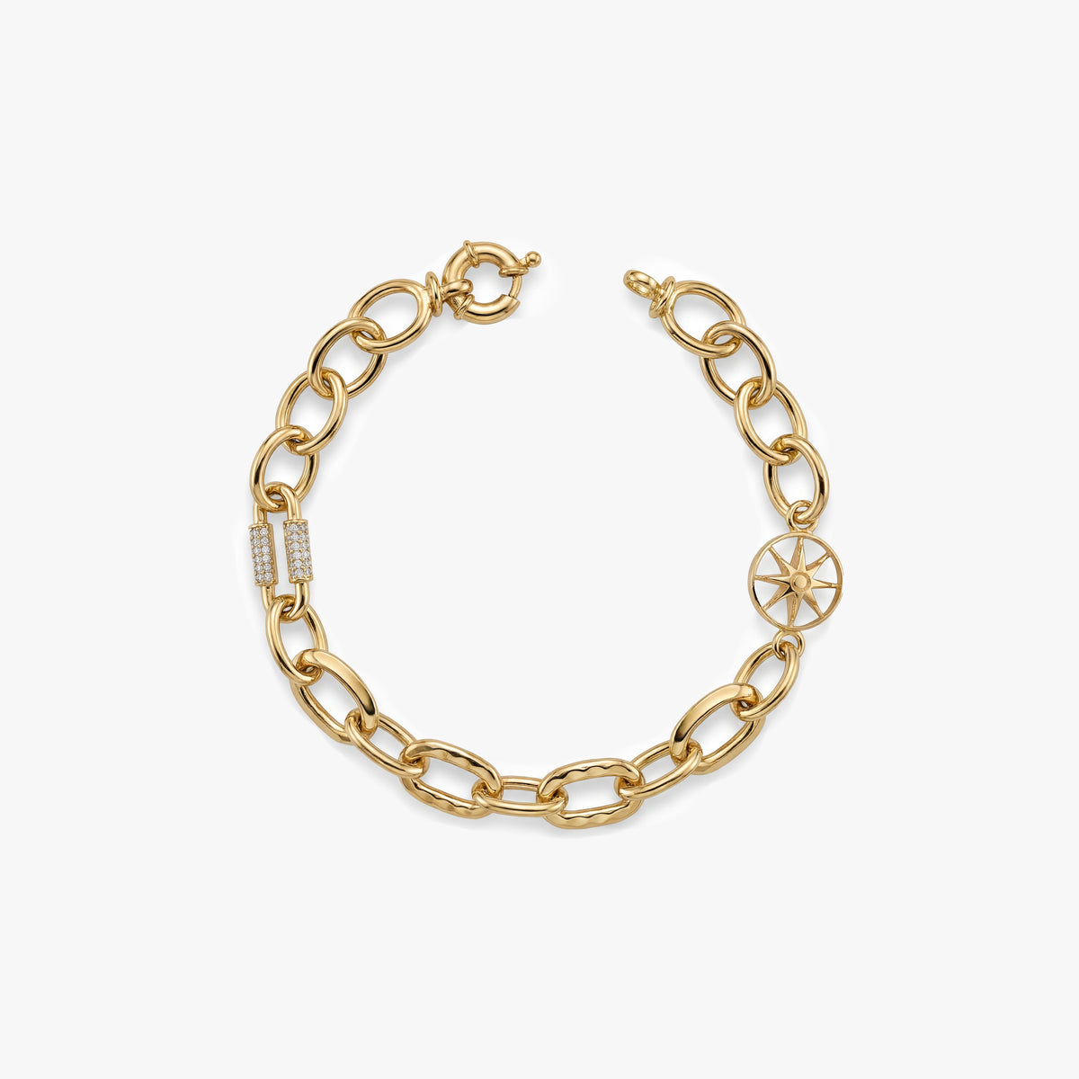 Gold Chain Bracelet with Compass Charm