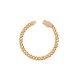 Solid Gold Half Pavé Miami Cuban Bracelet with Diamond Clasp – 7mm
