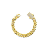 Solid Gold Miami Cuban Bracelet with Diamond Clasp – 11mm