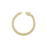 Solid Gold Pavé Miami Cuban Bracelet with Diamond Clasp – 7mm