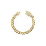 Solid Gold Pavé Miami Cuban Bracelet with Diamond Clasp – 9mm