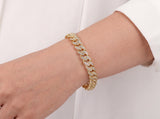 Solid Gold Pavé Miami Cuban Bracelet with Diamond Clasp – 9mm