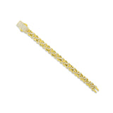 Solid Gold Half Pavé Miami Cuban Bracelet with Diamond Clasp – 11mm