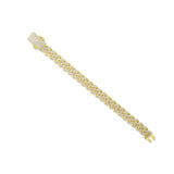 Solid Gold Pavé Miami Cuban Bracelet with Diamond Clasp – 11mm