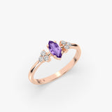 Amethyst Marquise Lab Grown Diamond Ring