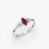 Ruby Marquise Lab Grown Diamond Ring