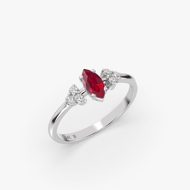 Ruby Marquise Lab Grown Diamond Ring