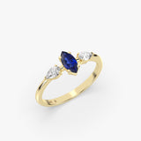 Marquise Sapphire Ring in Gold with Diamonds