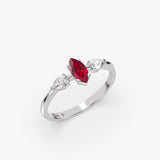 Marquise Ruby Ring in Gold with Diamonds
