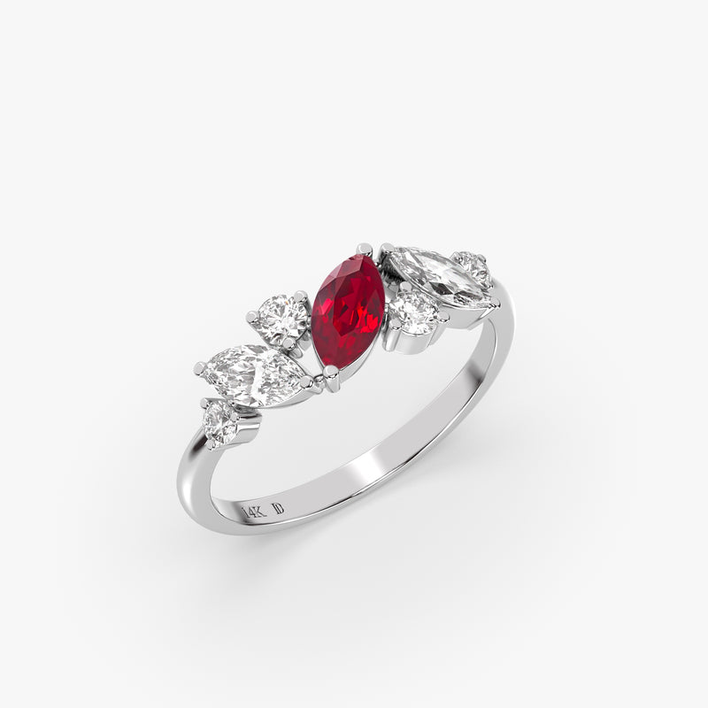 Marquise Ruby Ring in Gold