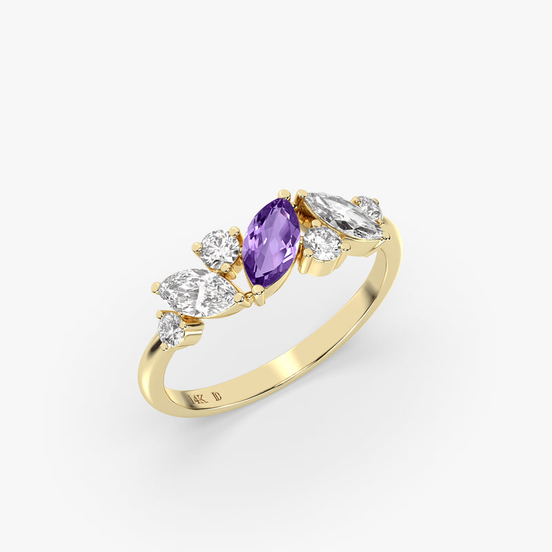 Marquise Amethyst Ring in Gold