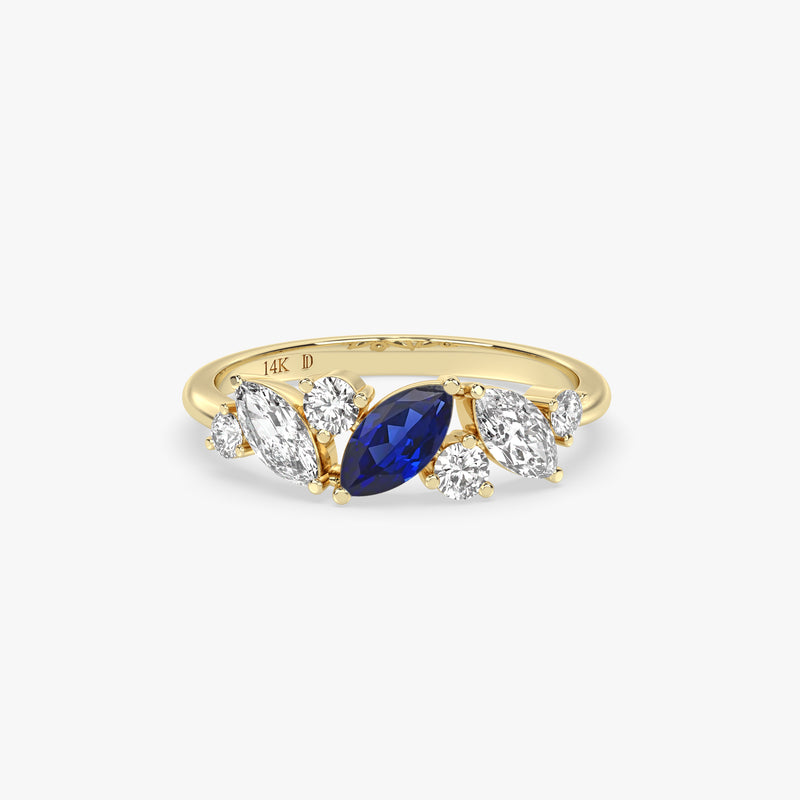 Marquise Sapphire Ring in Gold