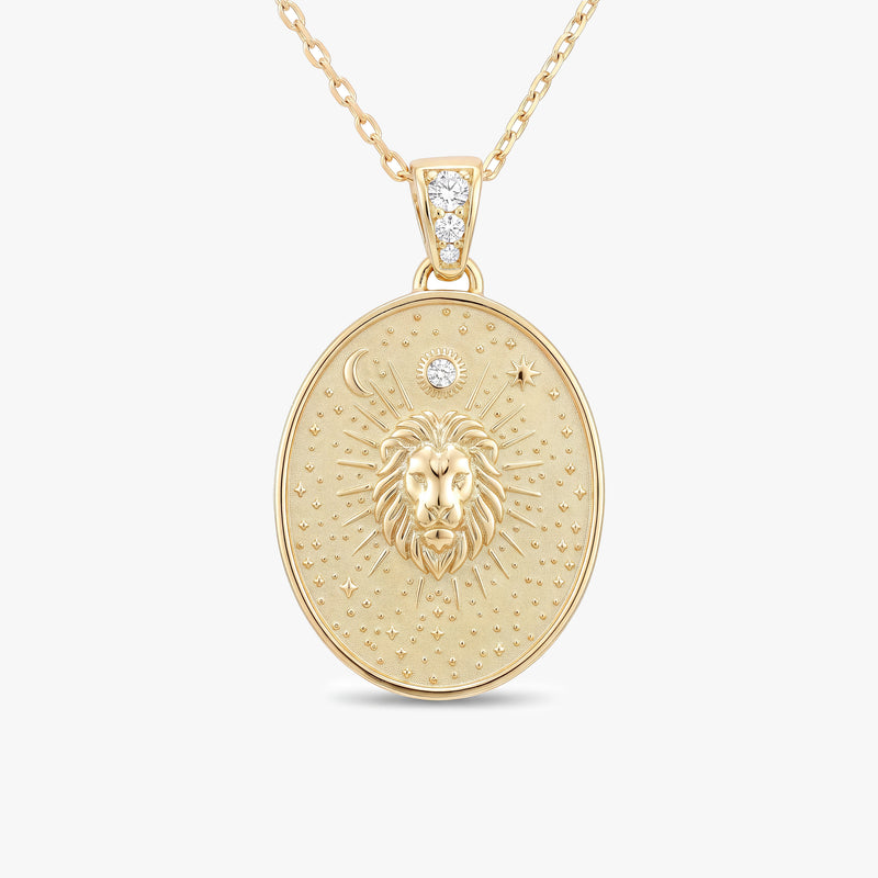 Leo Zodiac Diamond Gold Necklace